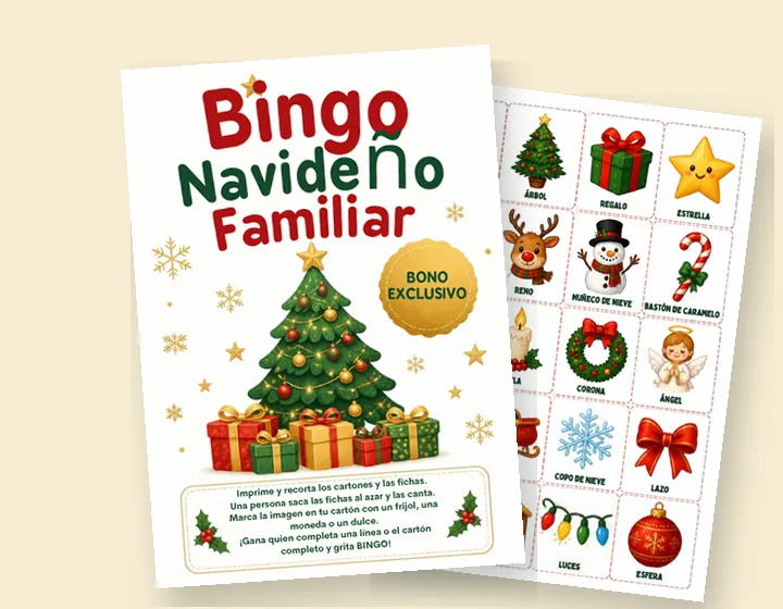 Portada y cartón del bingo navideño