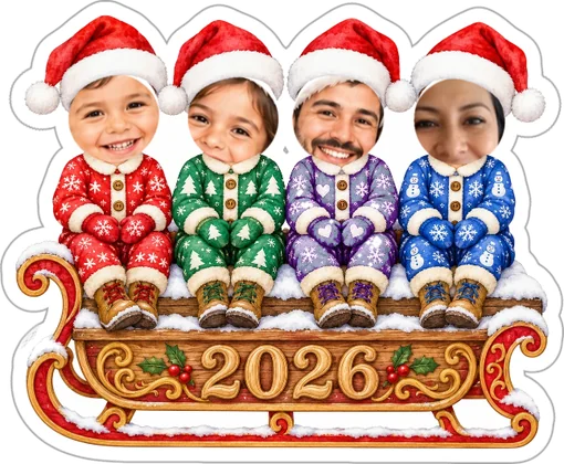 Trineo 2026 con las caras de los niños y los papás